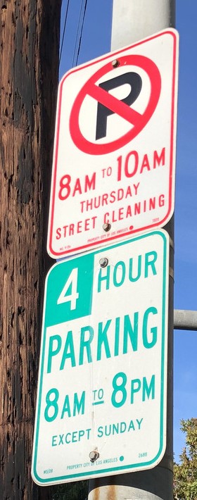 No parking 8 AM–10 AM Thursday. Street cleaning. 4 hour parking 8 AM–8 PM, except Sunday.